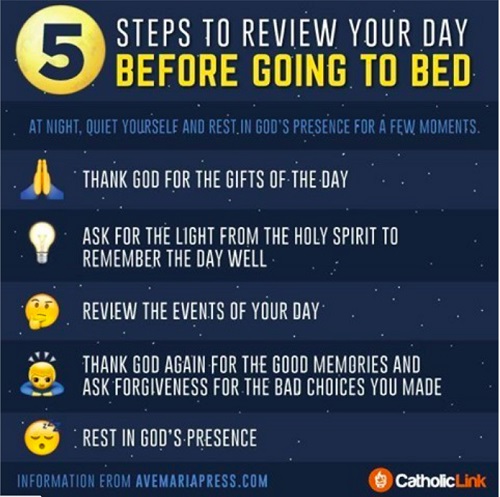 Rest in God's Presence Five steps to review your day before going to bed.