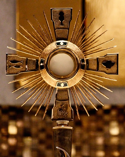 Eucharist in a Monstrance Truth about the Blessed Sacrament is found in Sacred Scripture.